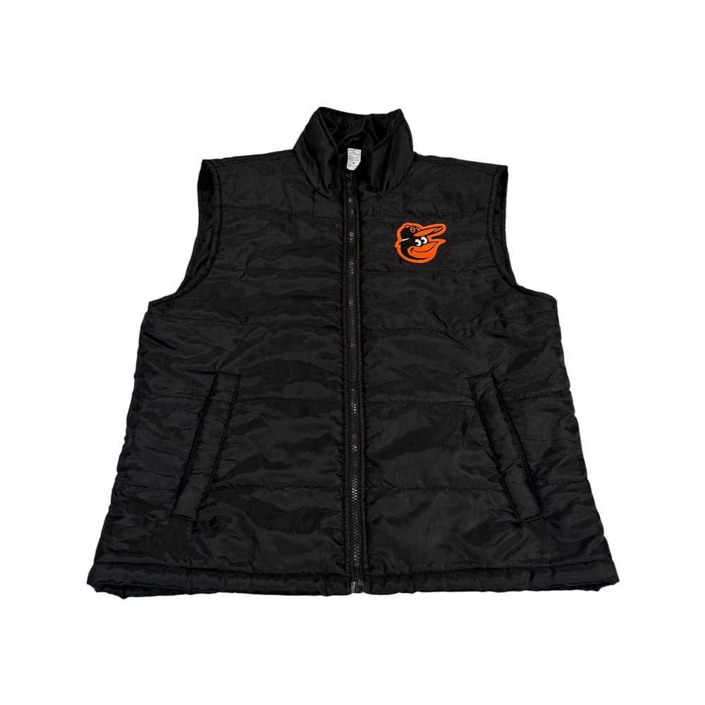 Baltimore Orioles MLB Puffer Vest Mens Medium Black Full Zip The Elevin Group - Picture 1 of 7